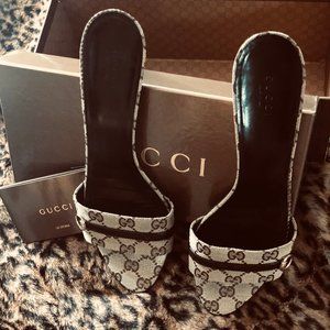 Gucci GG Brown Canvas Sandal